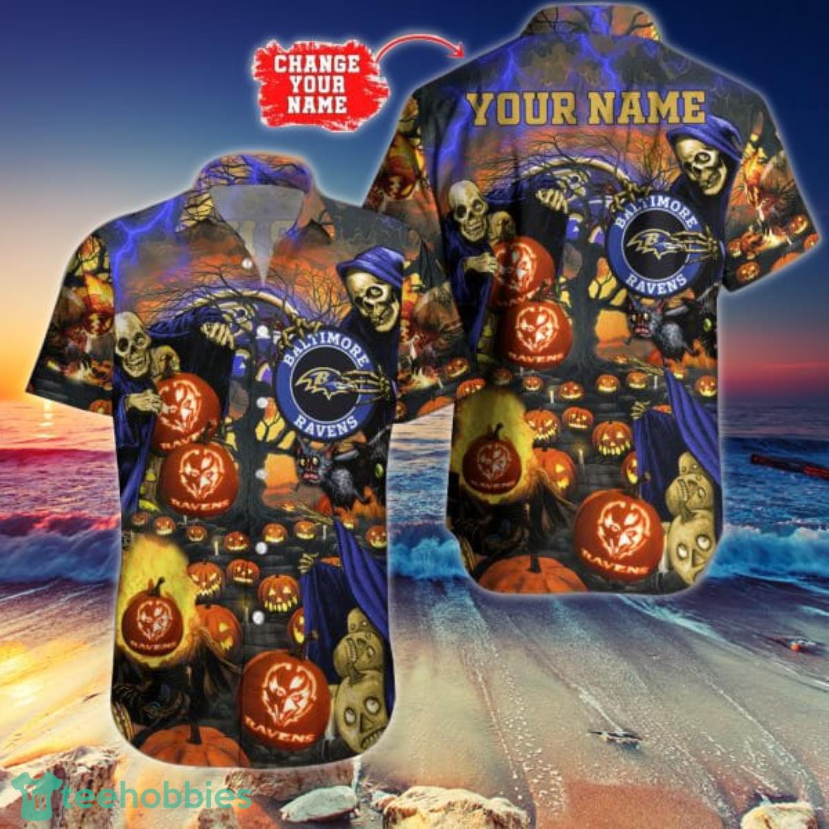 Baltimore Ravens NFL Hawaiian Shirt Custom Name Halloween Hot Trending 2023 Product Photo 1