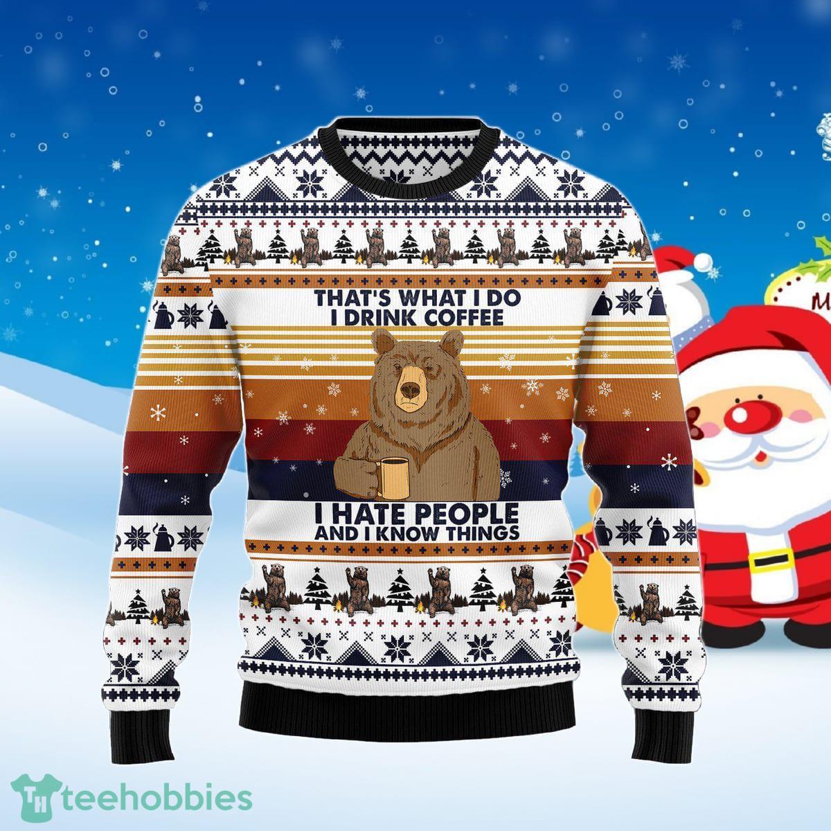 Bear Coffee Ugly Christmas Sweater Best Gift For Men And Women Product Photo 1