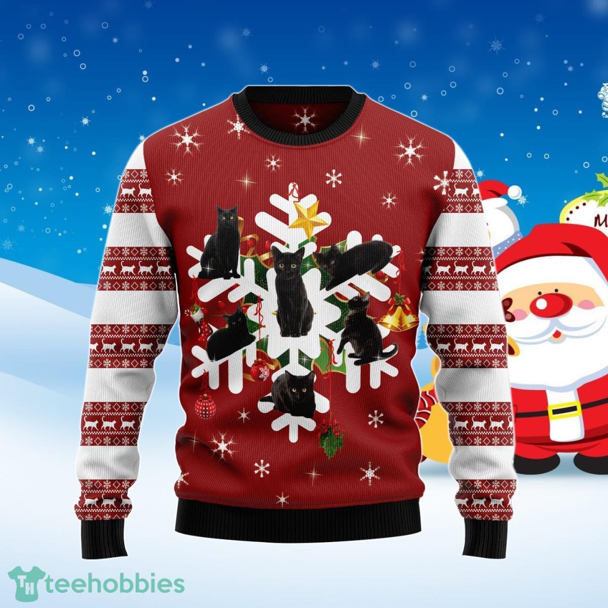 Black Cat Snowflake Ugly Christmas Sweater Best Gift For Men And Women Product Photo 1