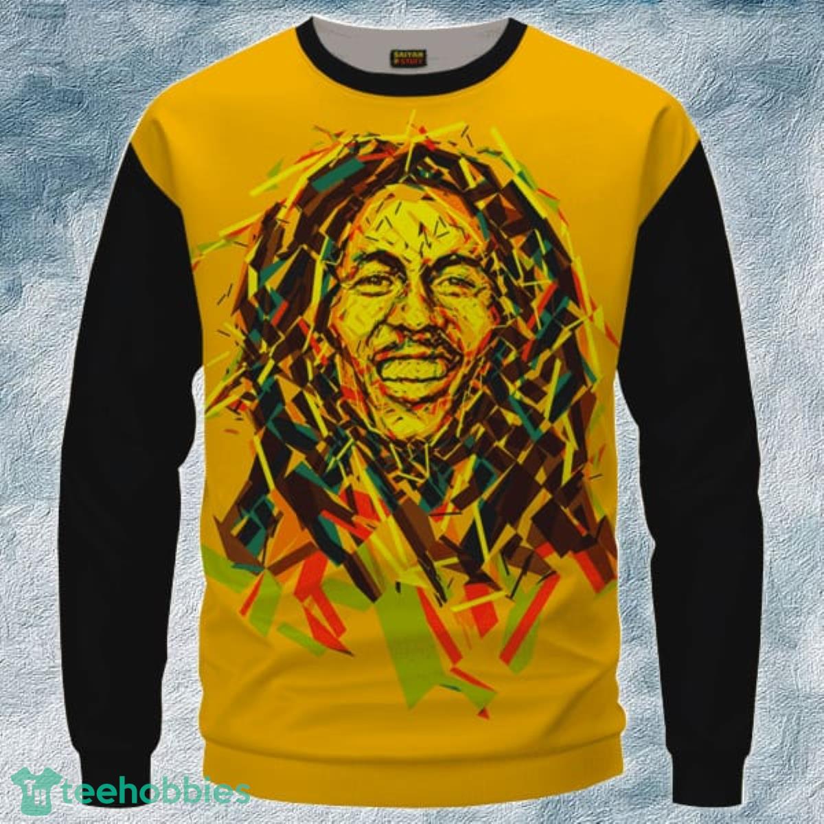 Bob Marley Artistic Painting Orange Black Crewneck Sweater Product Photo 1