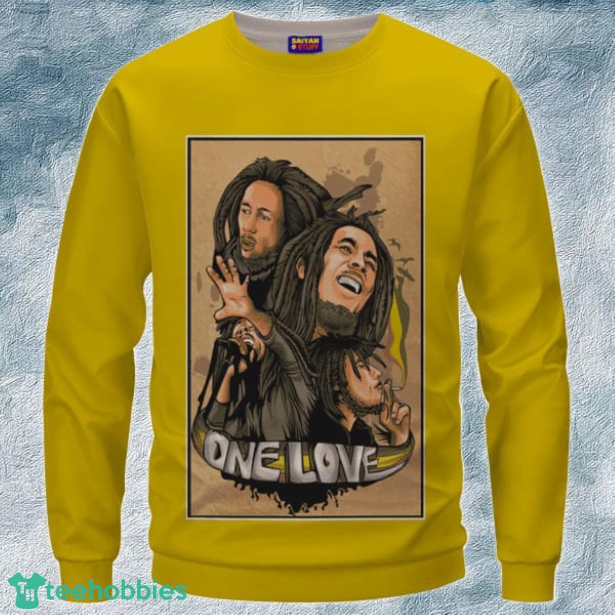 Bob Marley One Love Collage Marijuana Crewneck 3D Sweater Product Photo 1