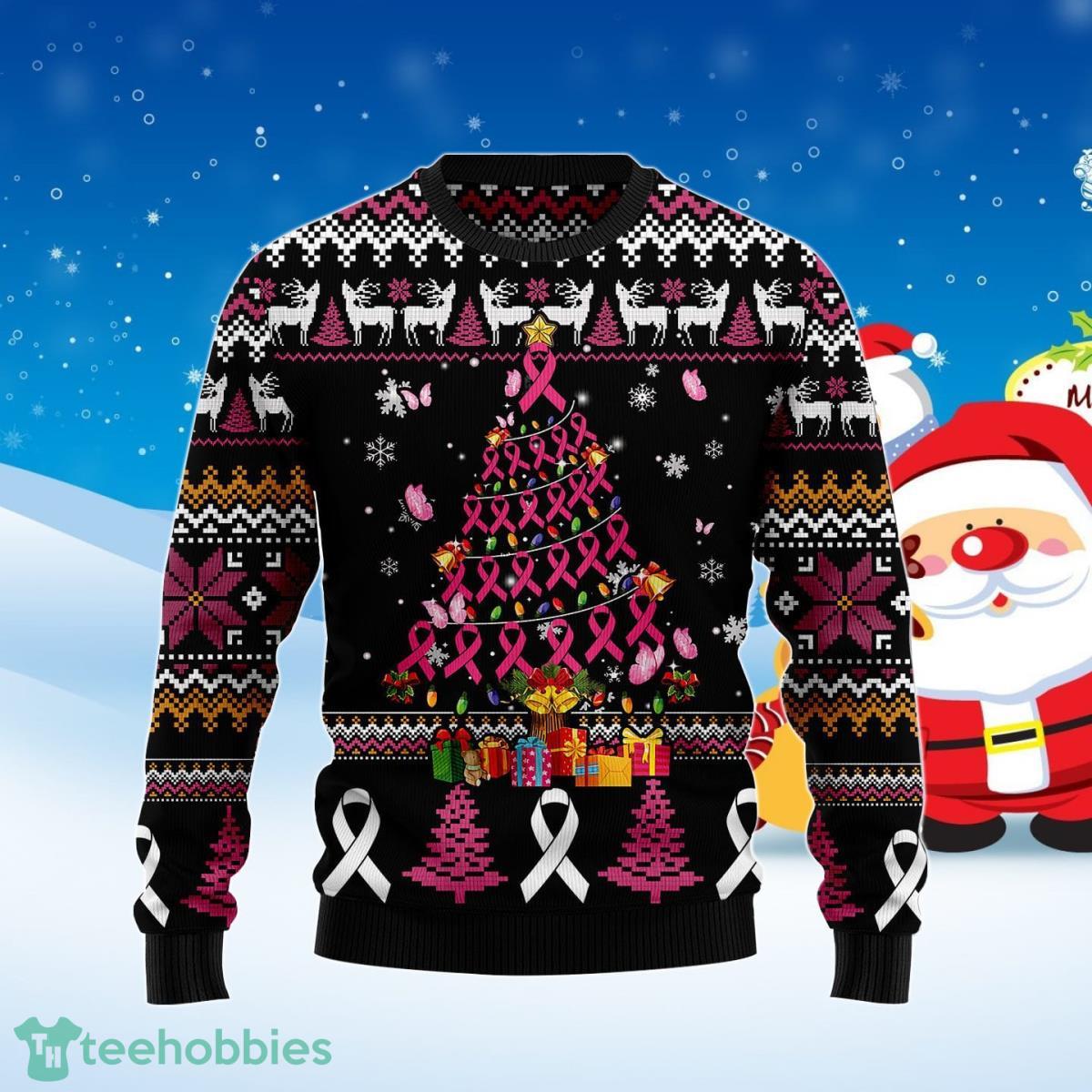 Breast Cancer Awareness Christmas Tree Ugly Christmas Sweater Best Gift Product Photo 1
