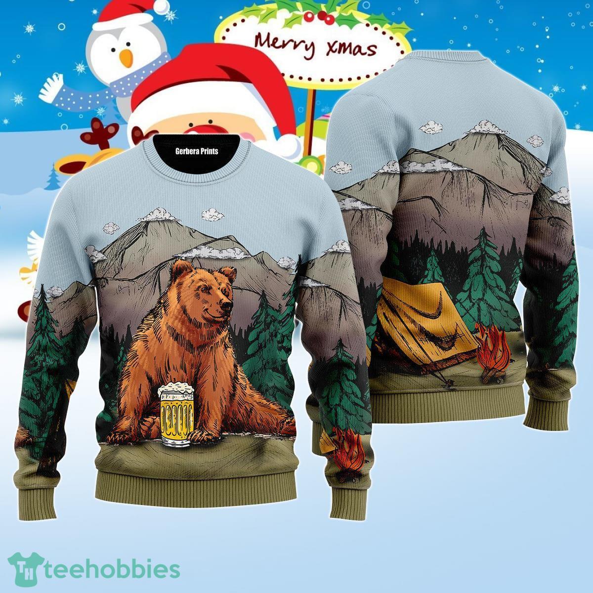 Brown Bear Camping Ugly Christmas Sweater Best Gift For Men And Women Product Photo 1