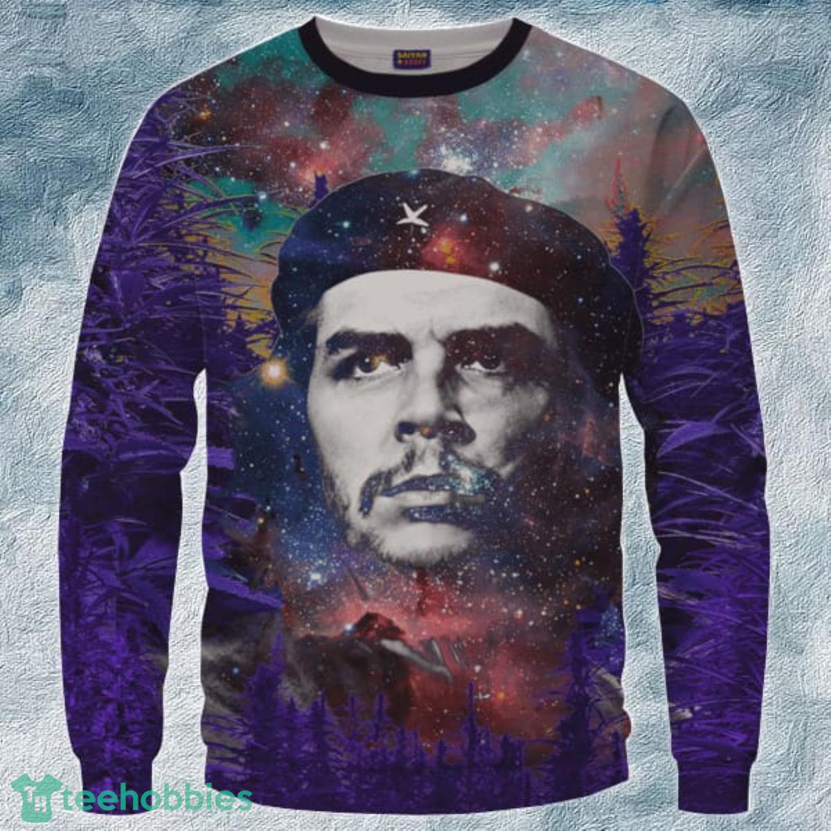 Che Guevara Cannabis Space Galaxy Farm Pullover Crewneck 3D Sweater Product Photo 1