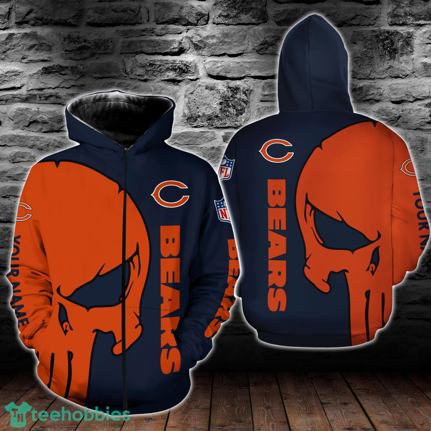 Chicago Bears Skull Pattern All Over Printed 3D T-Shirt Sweatshirt Hoodie Zip Hoodie Product Photo 2