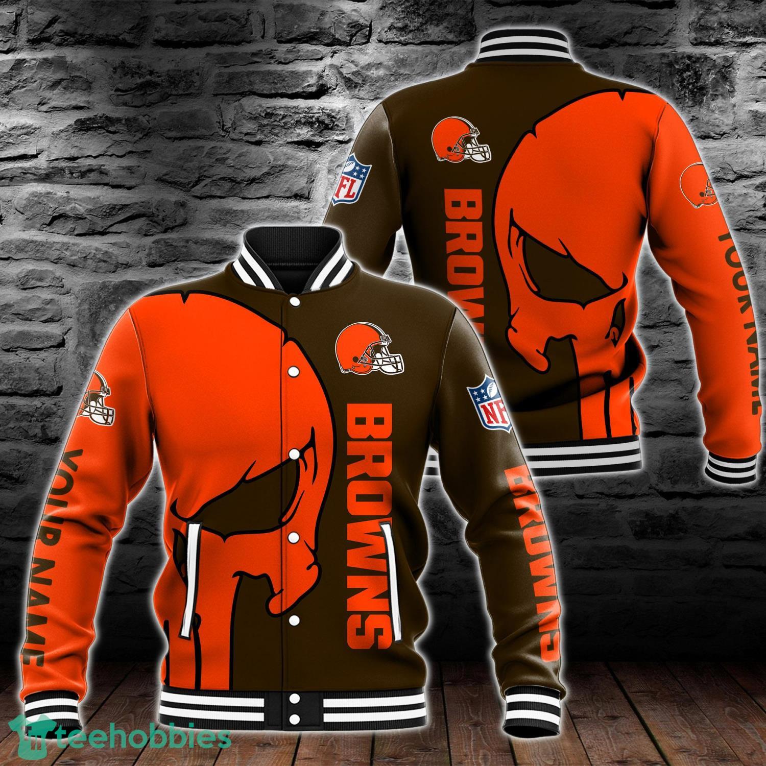 Cleveland Browns Skull Baseball Jacket For Fans 3D All Over Printed Product Photo 1