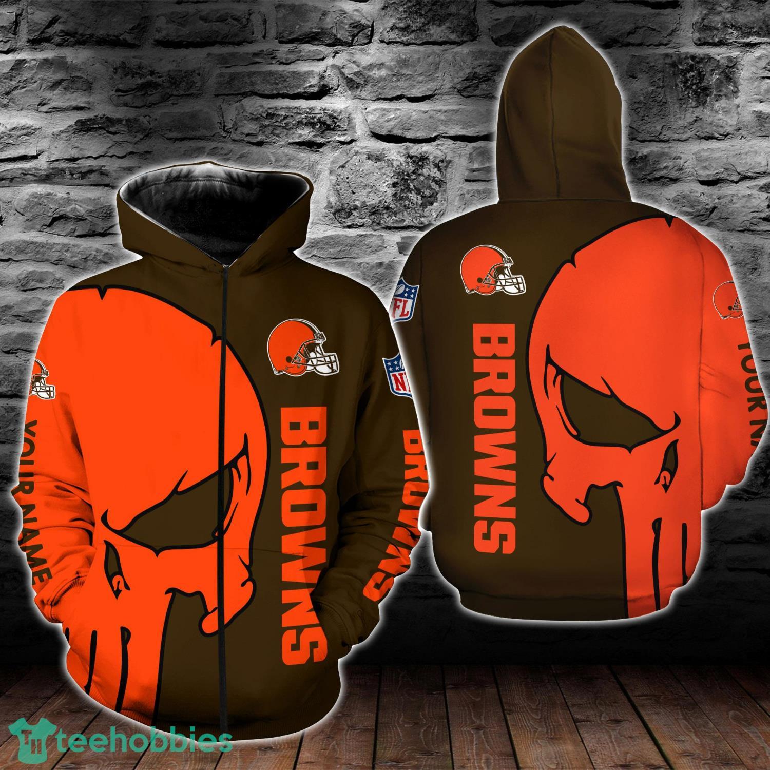 Cleveland Browns Skull Pattern All Over Printed 3D T-Shirt Sweatshirt Hoodie Zip Hoodie Product Photo 2