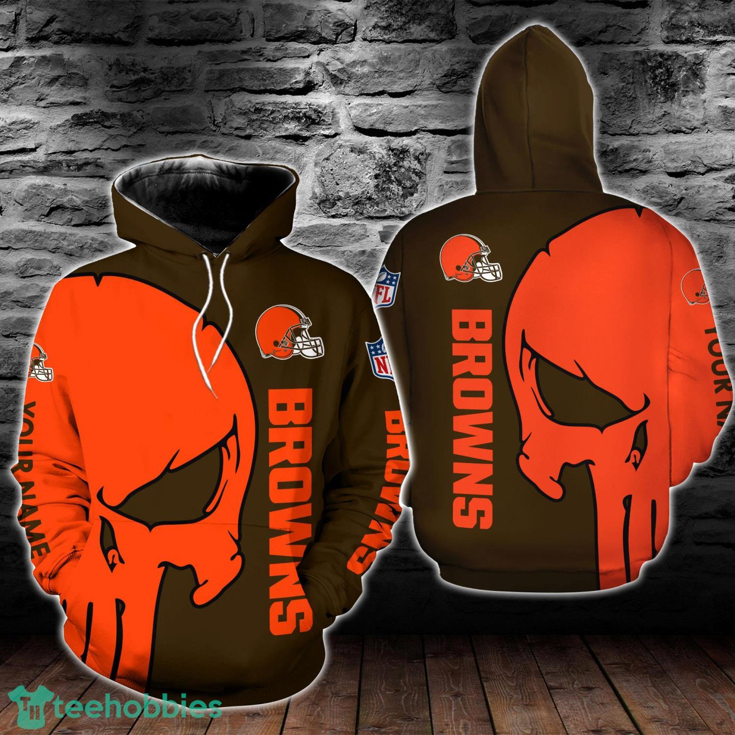 Cleveland Browns Skull Pattern All Over Printed 3D T-Shirt Sweatshirt Hoodie Zip Hoodie Product Photo 1