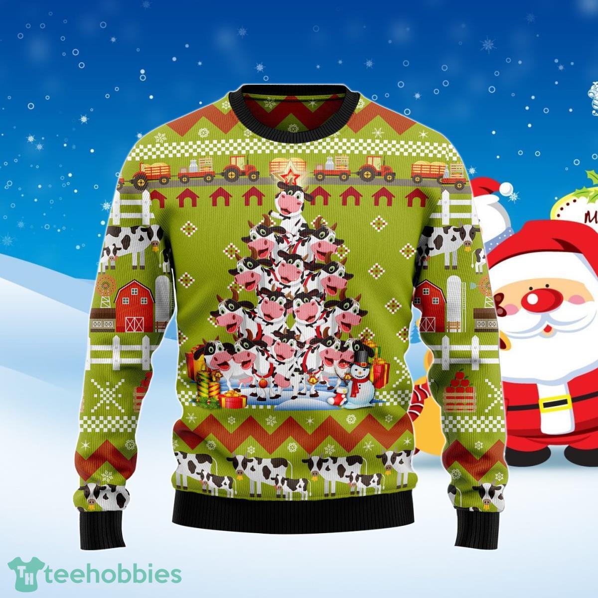 Cow Pine Tree Ugly Christmas Sweater Best Gift For Men And Women Product Photo 1