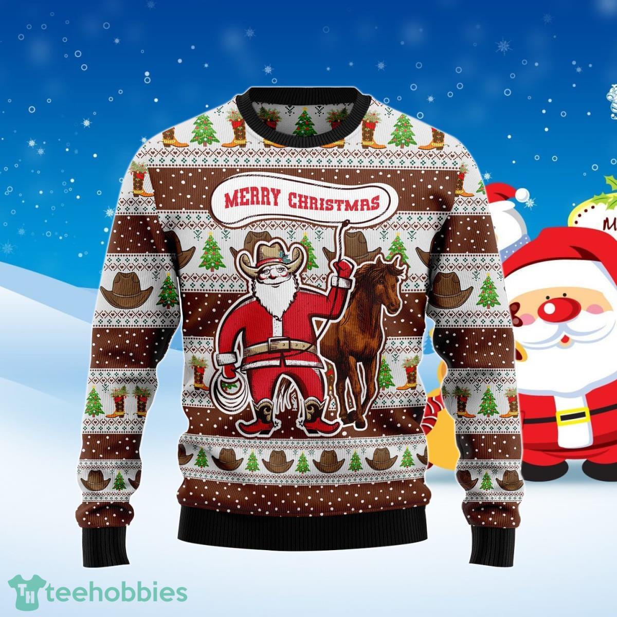 Cowboy Santa Claus Ugly Christmas Sweater Best Gift For Men And Women Product Photo 1