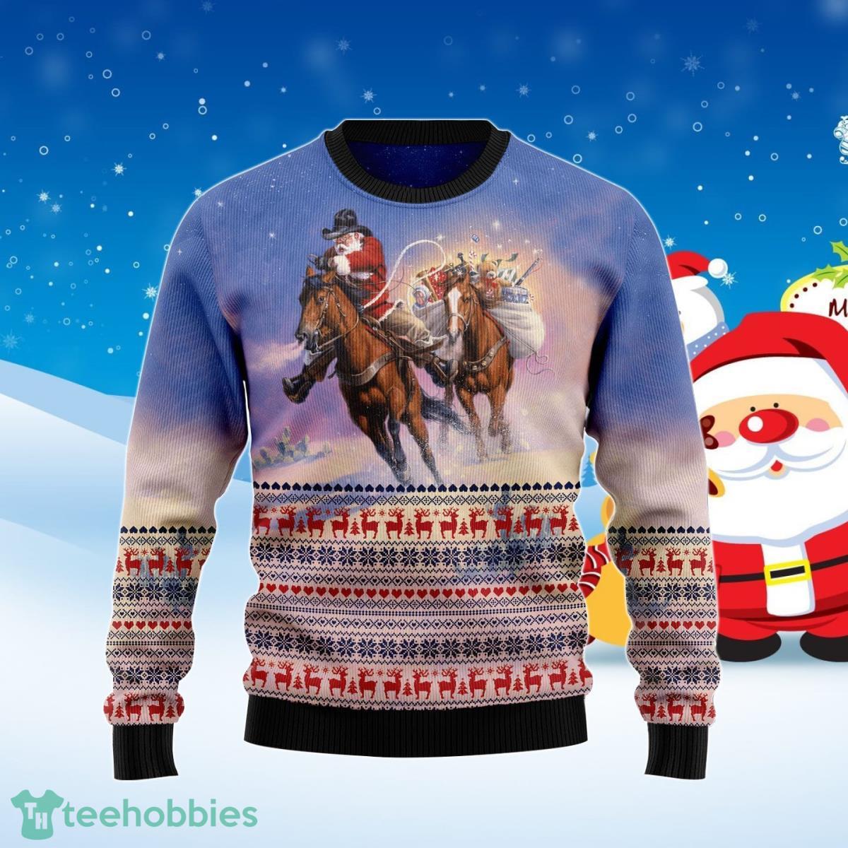 Cowboy Santa Claus Ugly Christmas Sweater Unique Gift For Men And Women Product Photo 1
