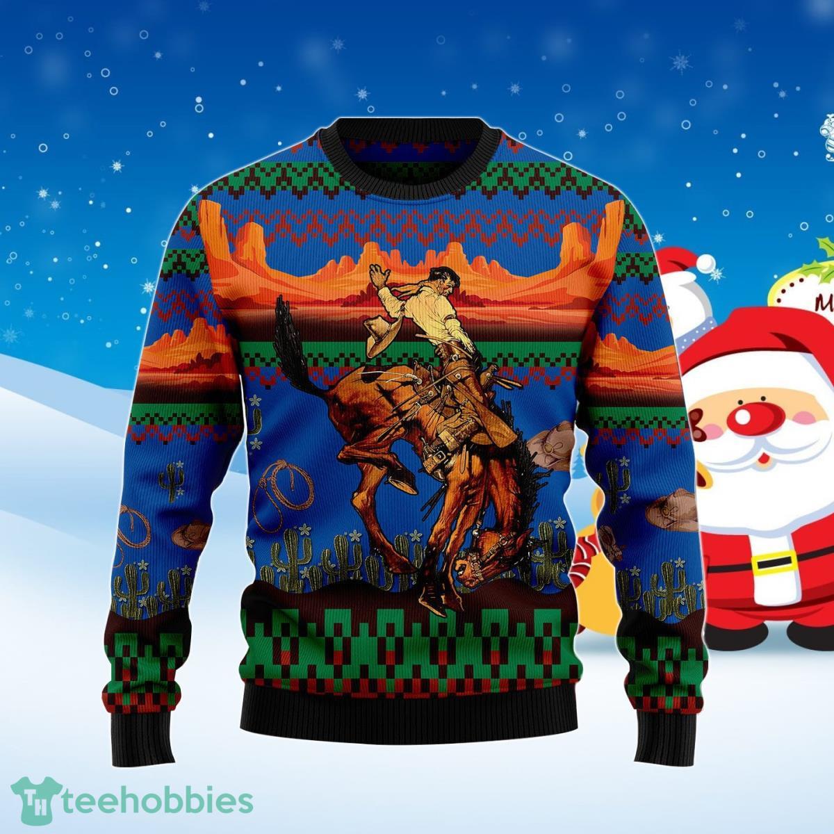 Cowboy Ugly Christmas Sweater Style Gift Product Photo 1