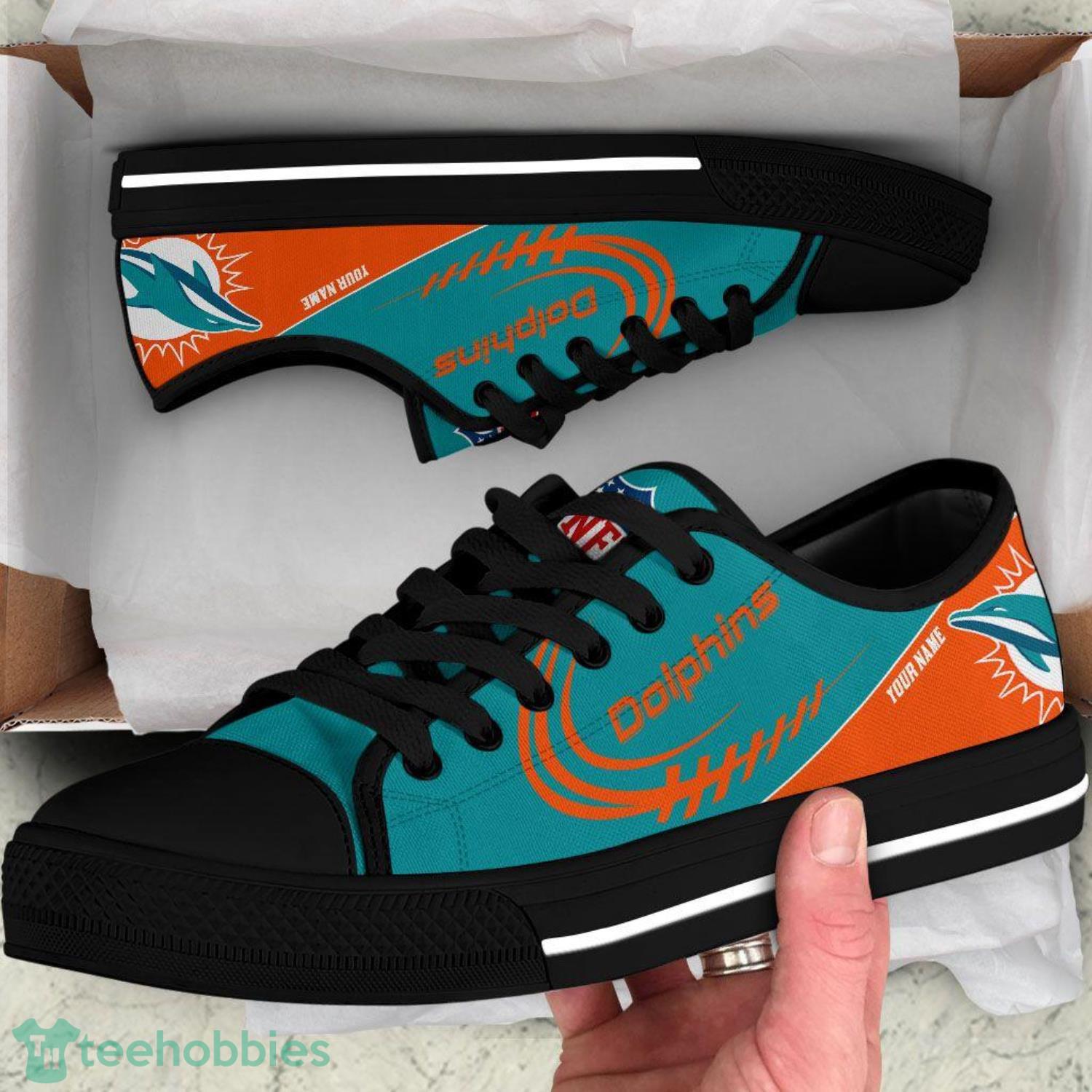 Custom Name Miami Dolphins Low Top Shoes For Fans Sport Product Photo 2