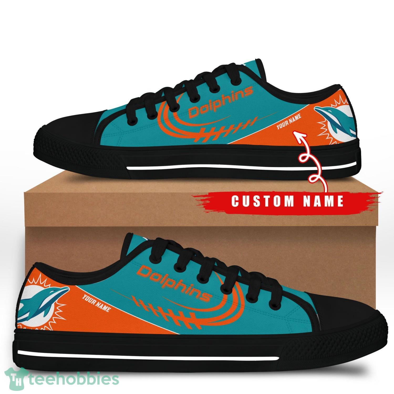 Custom Name Miami Dolphins Low Top Shoes For Fans Sport Product Photo 1