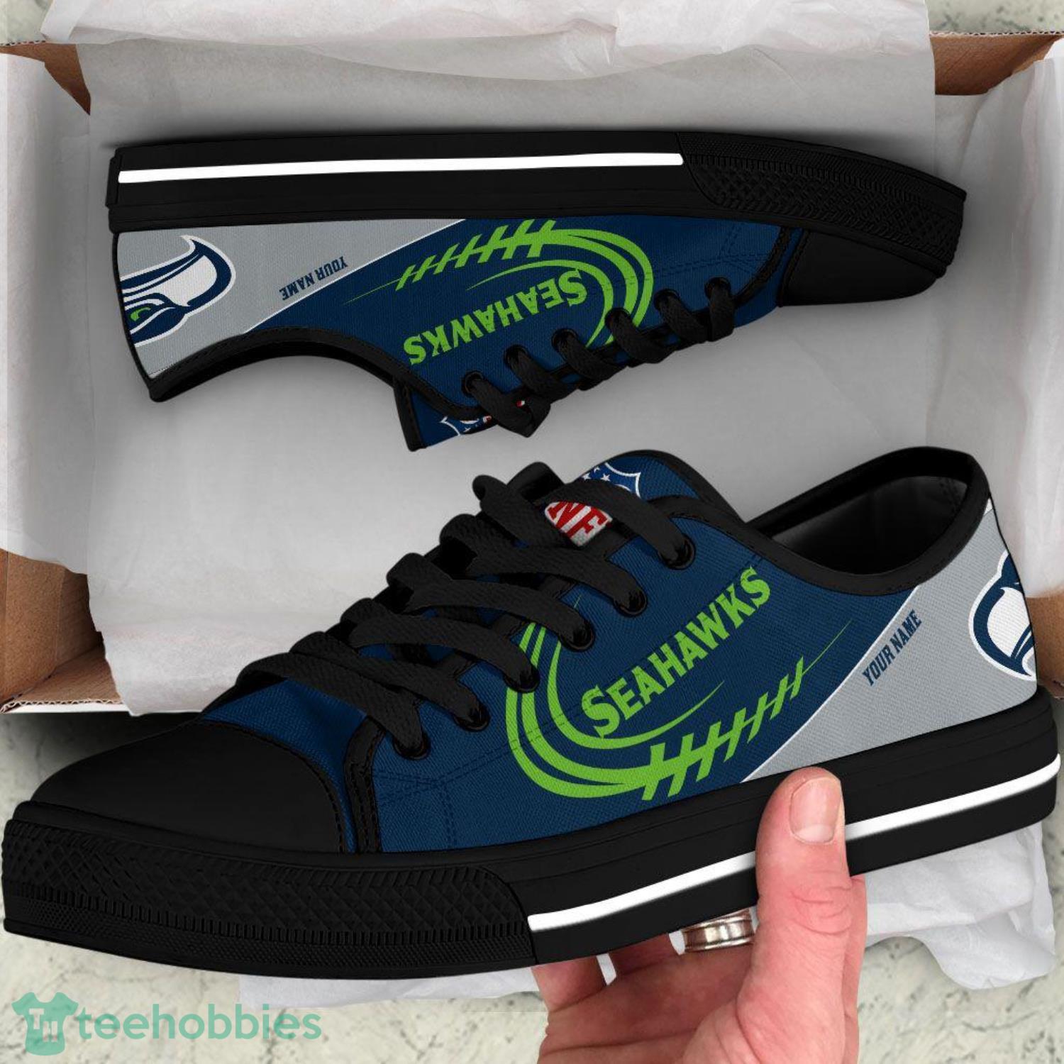 Custom Name Seattle Seahawks Low Top Shoes For Fans Sport Product Photo 2