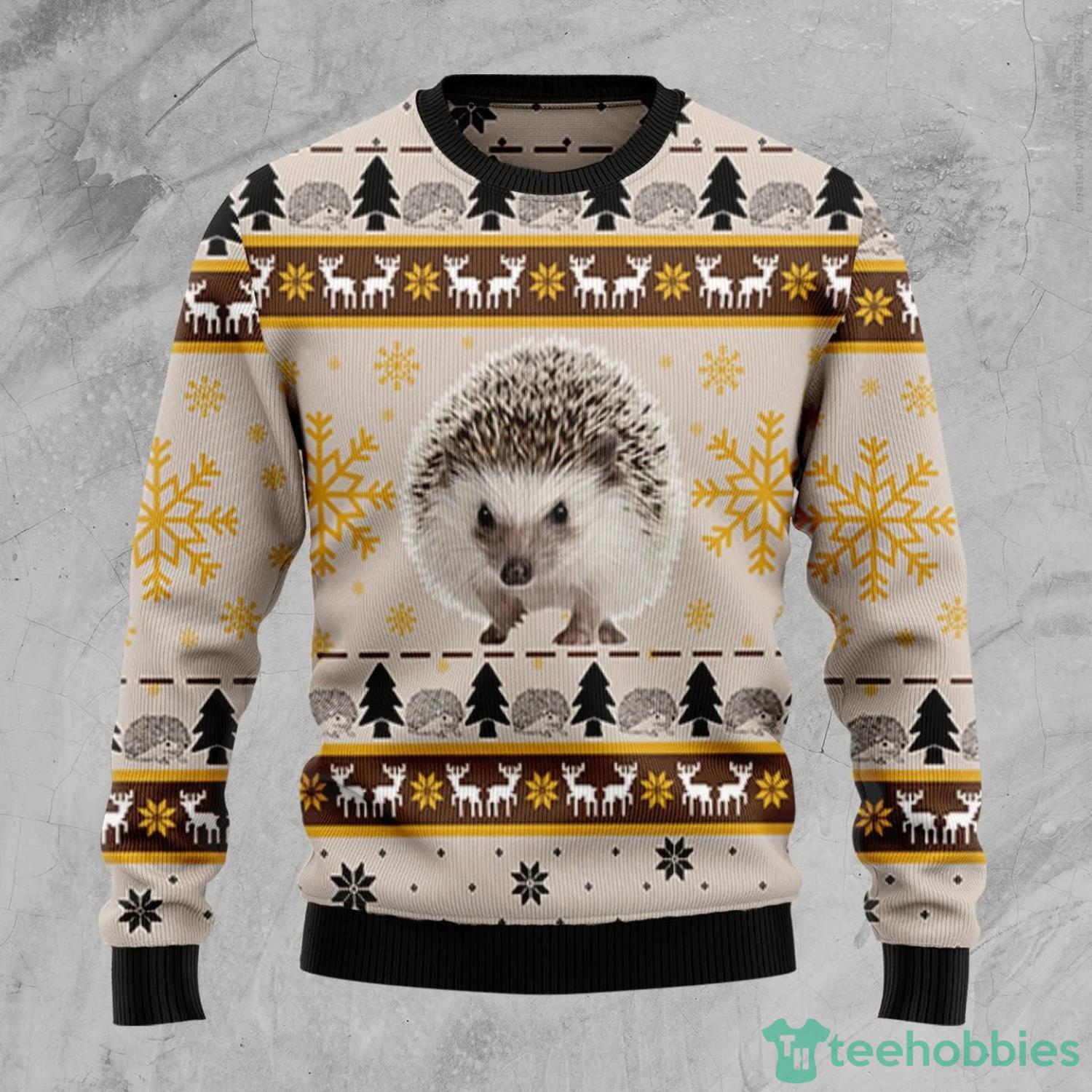 Cute Hedgehog Ugly Christmas Sweater AOP All Over Printed Sweater Product Photo 1