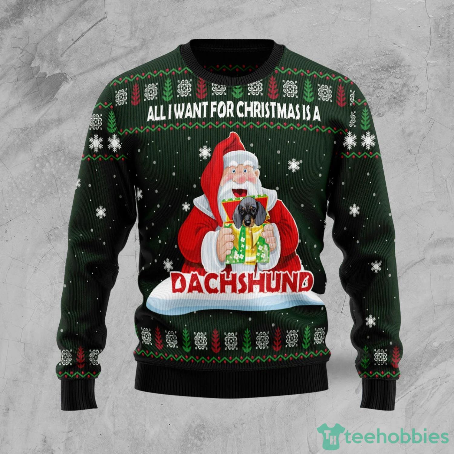 Dachshund Gift Ugly Christmas Sweater AOP All Over Printed Sweater Product Photo 2