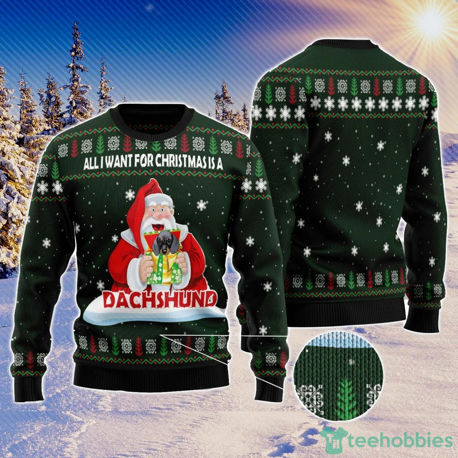 Dachshund Gift Ugly Christmas Sweater AOP All Over Printed Sweater Product Photo 1
