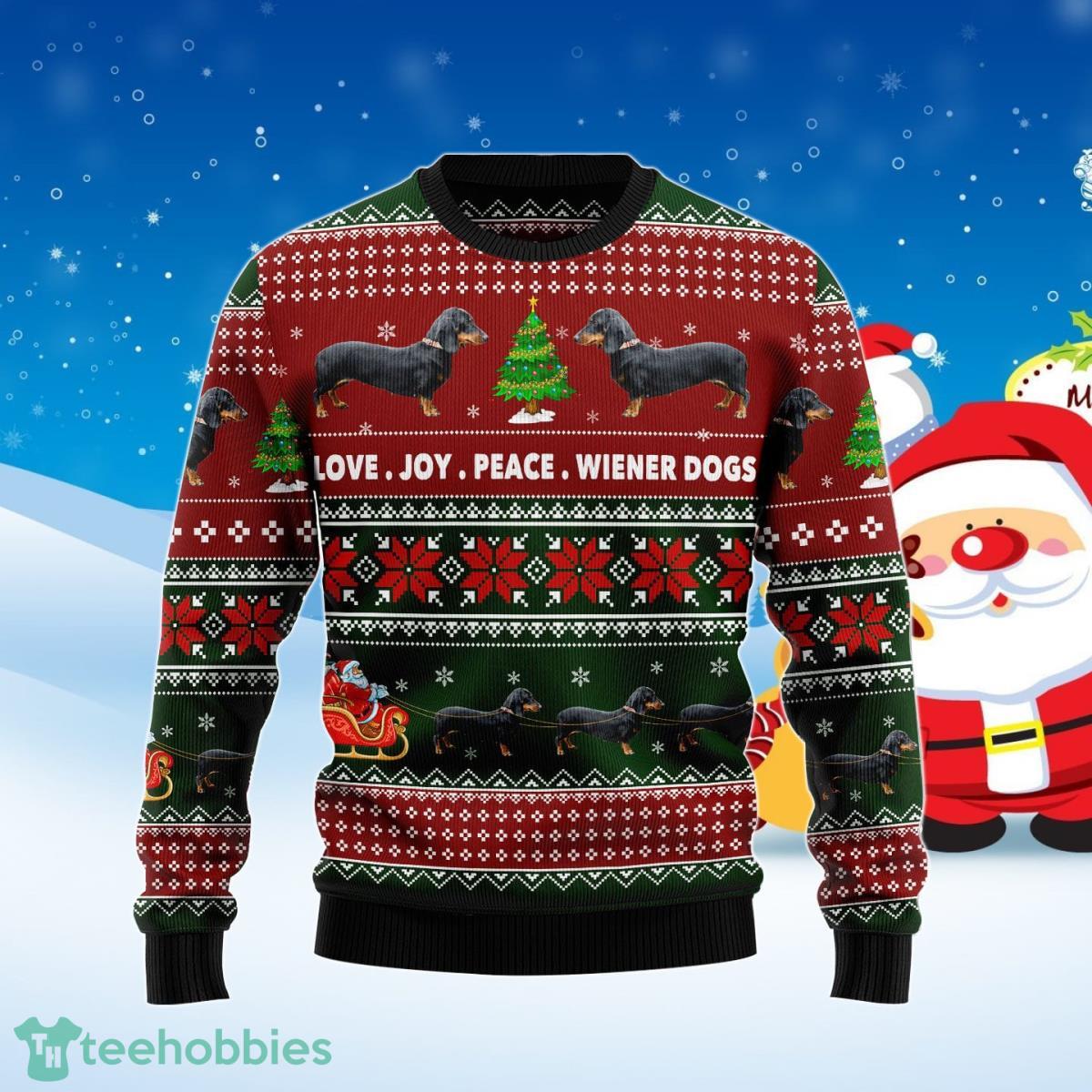 Dachshund Love Joy Peace Ugly Christmas Sweater Style Gift For Men And Women Product Photo 1
