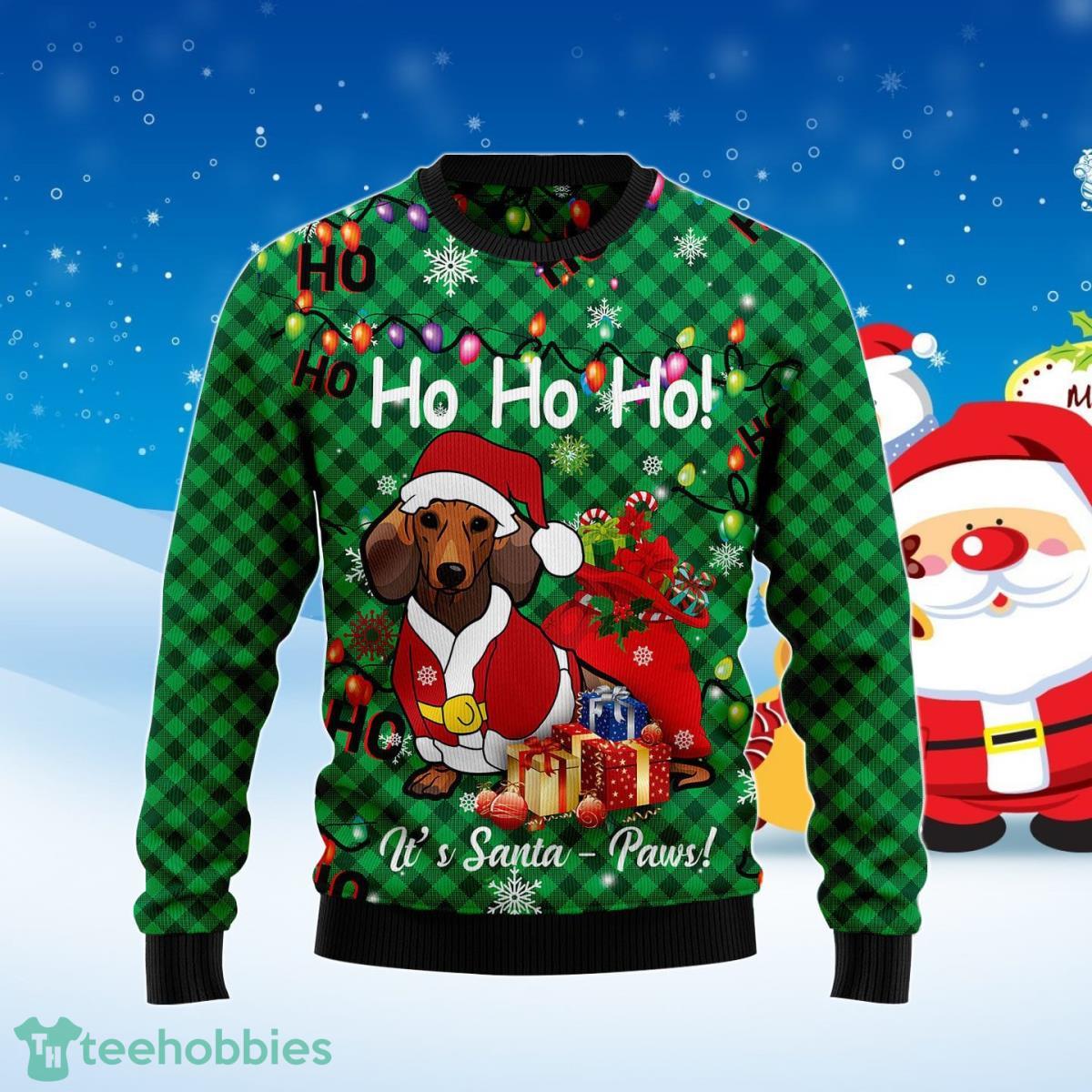 Dachshund Santa Paw Ugly Christmas Sweater Style Gift For Men And Women Product Photo 1