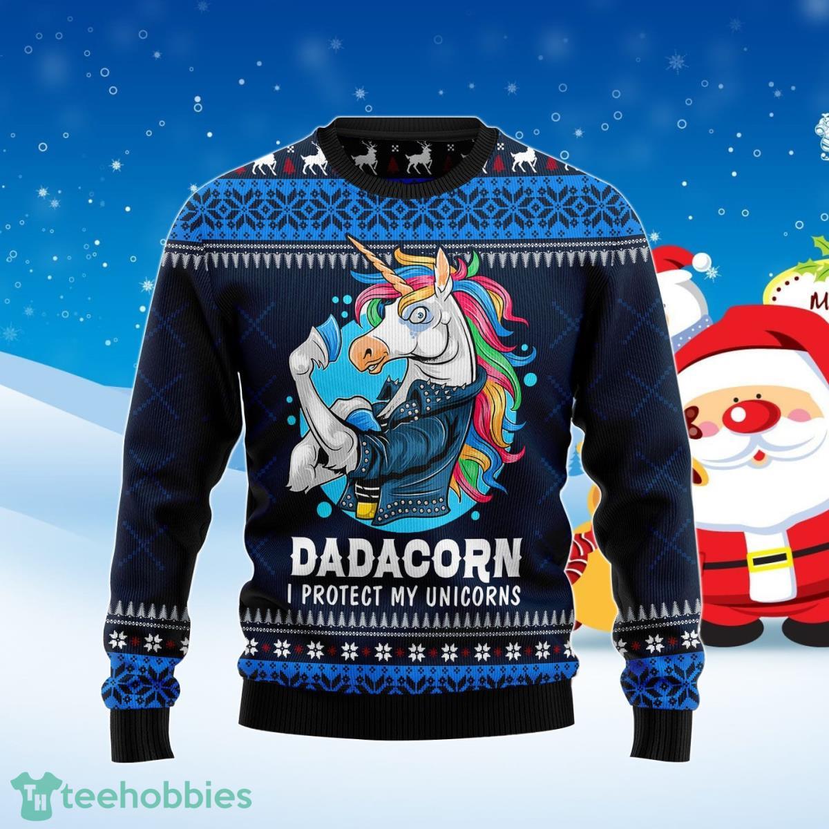 Dadacorn Protector Of My Unicorns Ugly Christmas Sweater Best Gift For Men And Women Product Photo 1