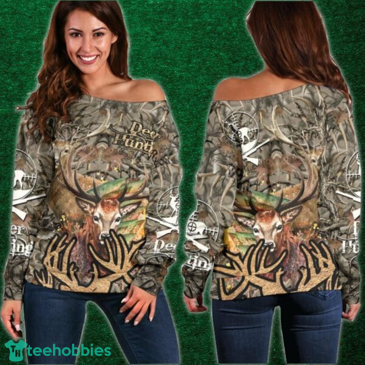 Deer Hunter Hunting Legend Shoulder Sweater Impressive Gift Product Photo 1