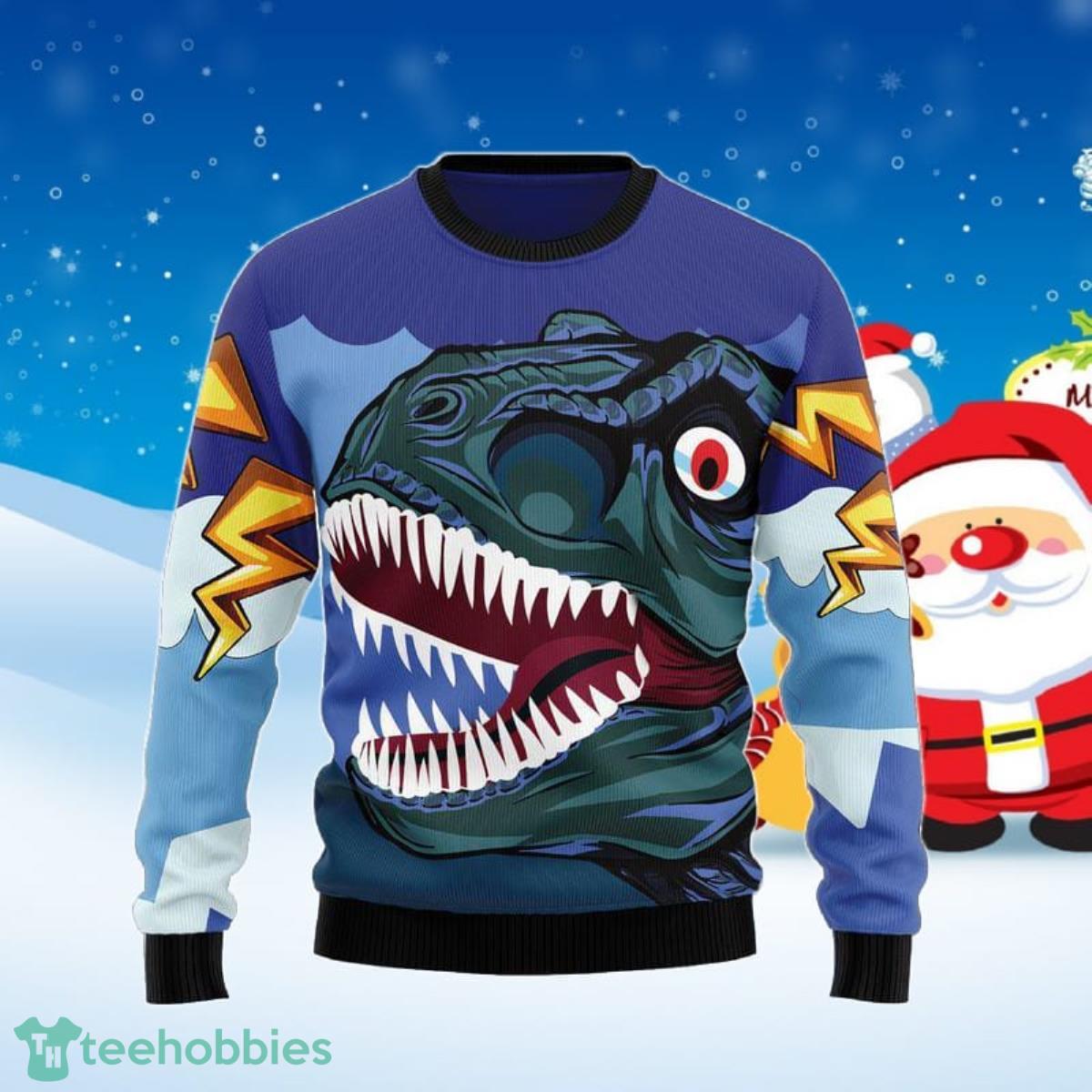 Dinosaur Jurassic ParkFace Ugly Christmas Sweater Best Gift For Men And Women Product Photo 1