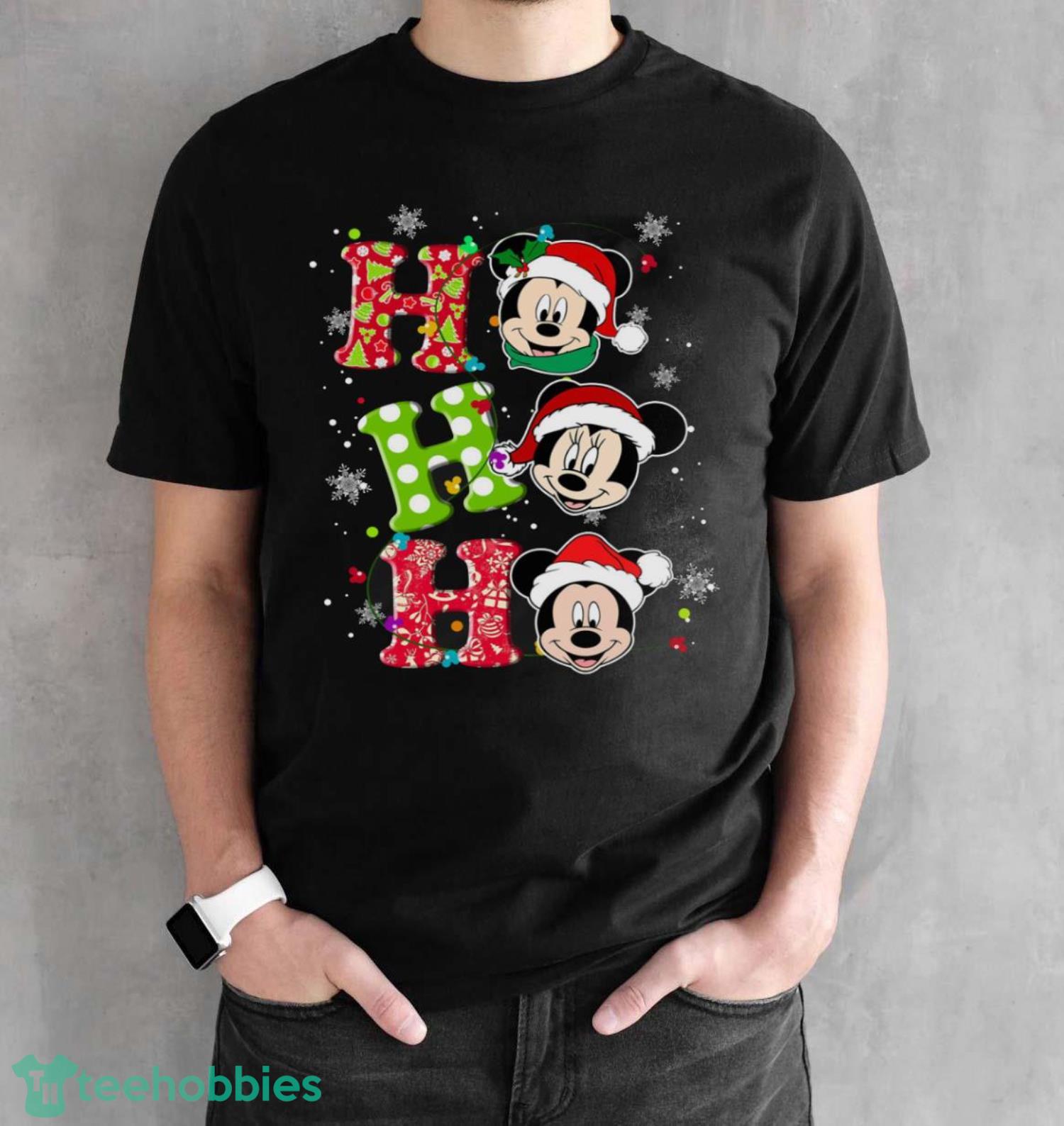 Disney Mickey Mouse and Minnie Mouse Ho Ho Ho Christmas Shirt - Black Unisex T-Shirt