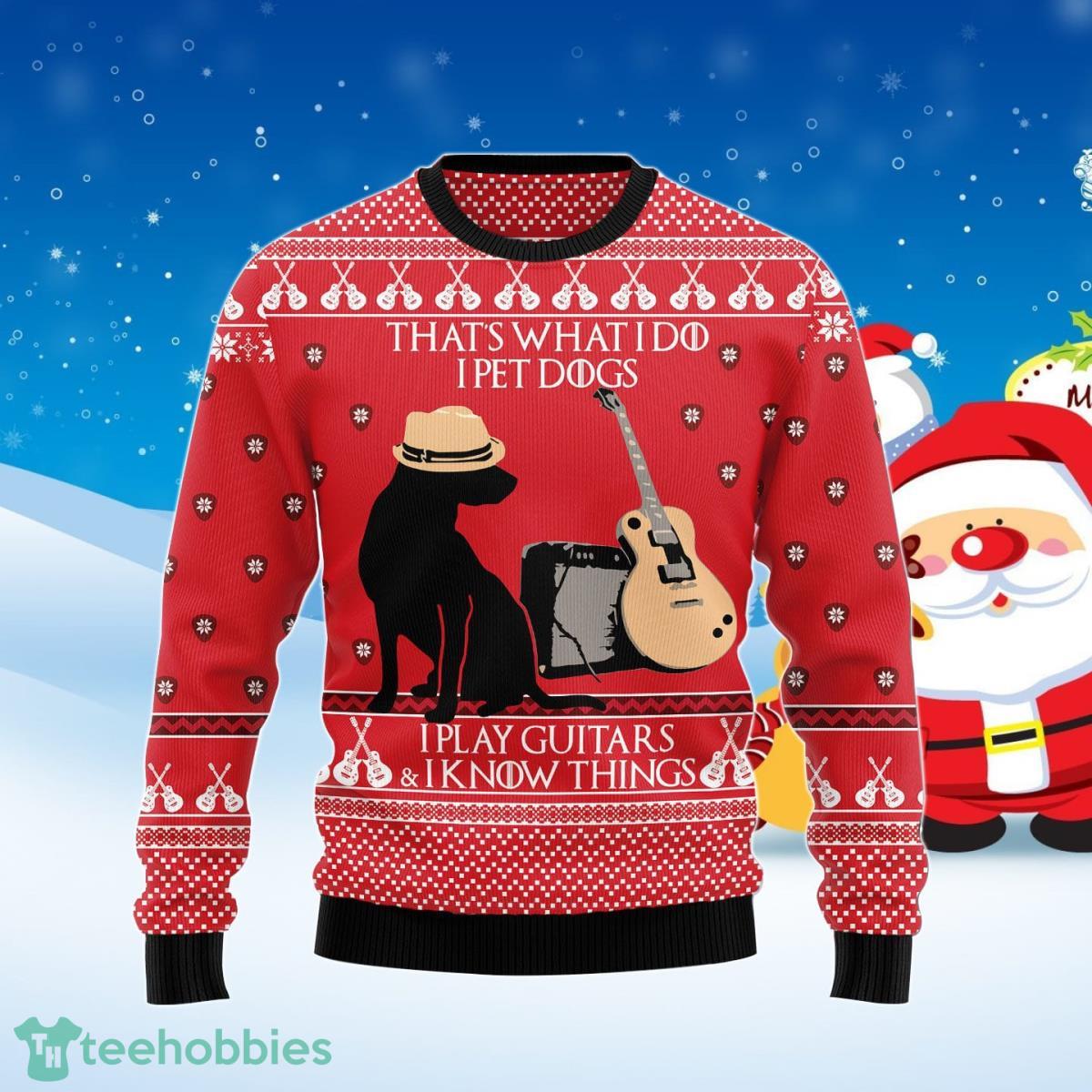 Dog Guitar Ugly Christmas Sweater Style Gift Product Photo 1