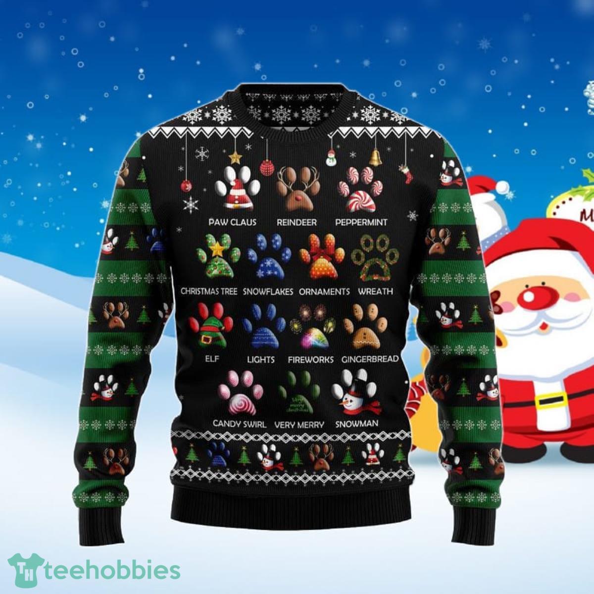 Dog Pawprint Ugly Christmas Sweater Style Gift For Men And Women Product Photo 1