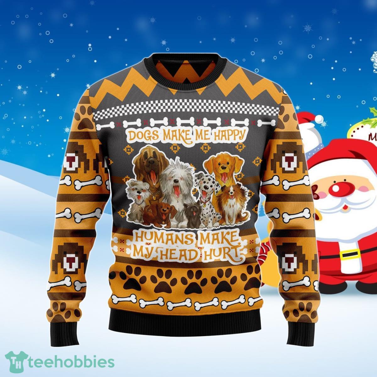 Dogs Make Me Happy Ugly Christmas Sweater Best Gift Product Photo 1