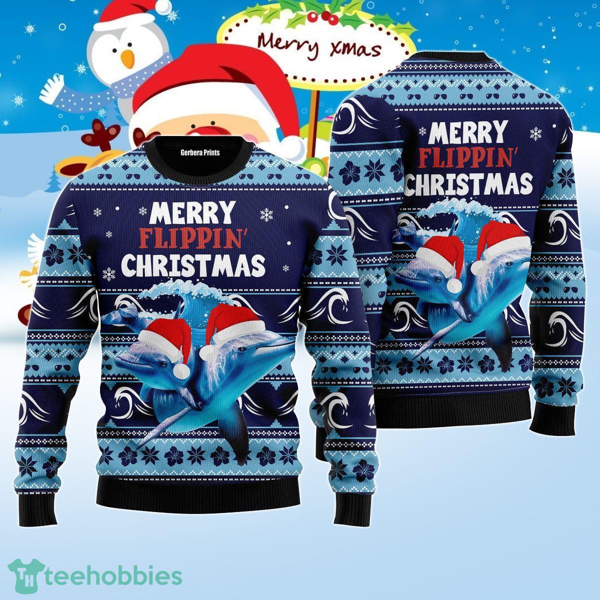 Dolphin Flippin' Christmas Ugly Christmas Sweater Best Gift For Men And Women Product Photo 1