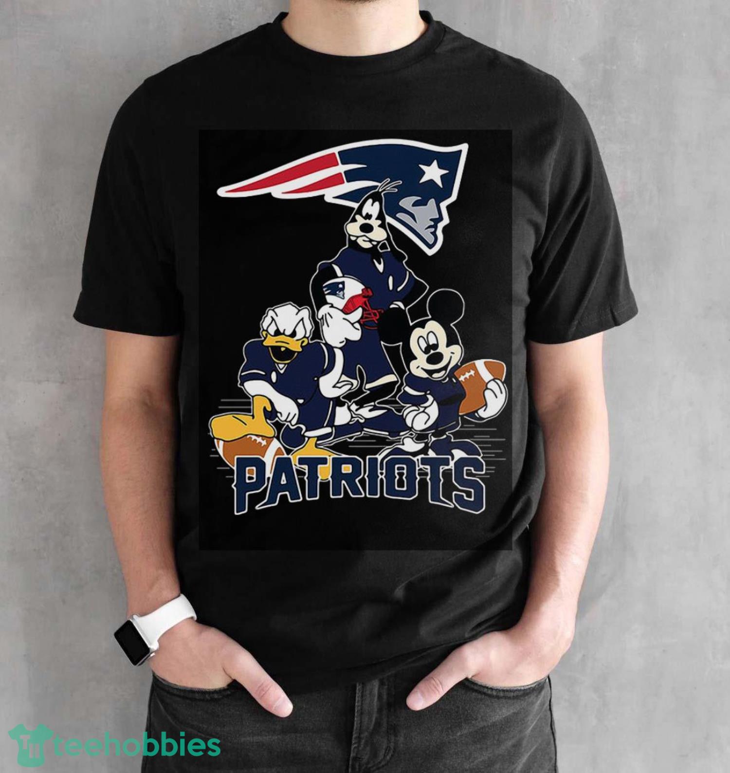 Donald Duck Goofy and Mickey Mouse New England Patriots shirt - Black Unisex T-Shirt