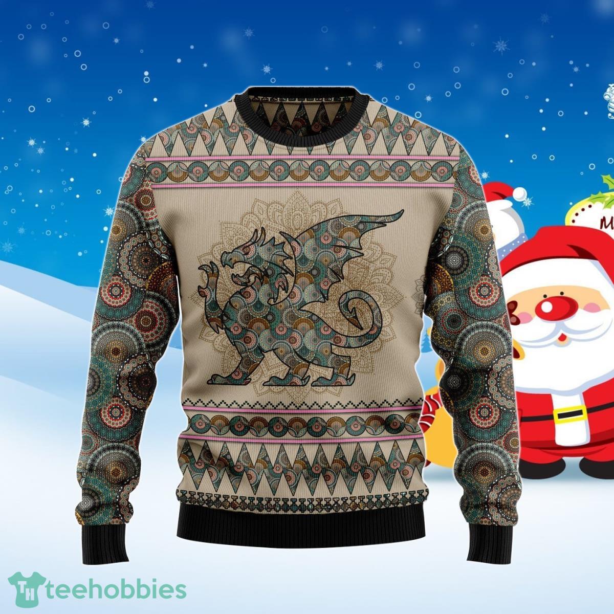 Dragon Mandala Ugly Christmas Sweater Best Gift For Men And Women Product Photo 1