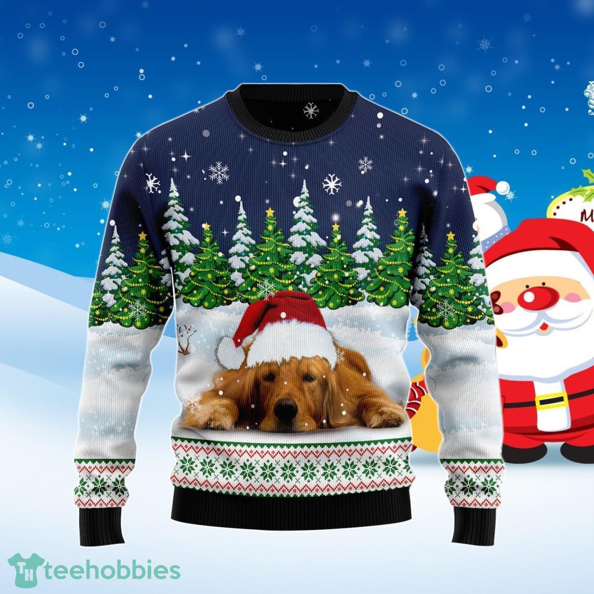 Dreaming Golden Retriever Under Snow Ugly Christmas Sweater Best Gift For Men And Women Product Photo 1
