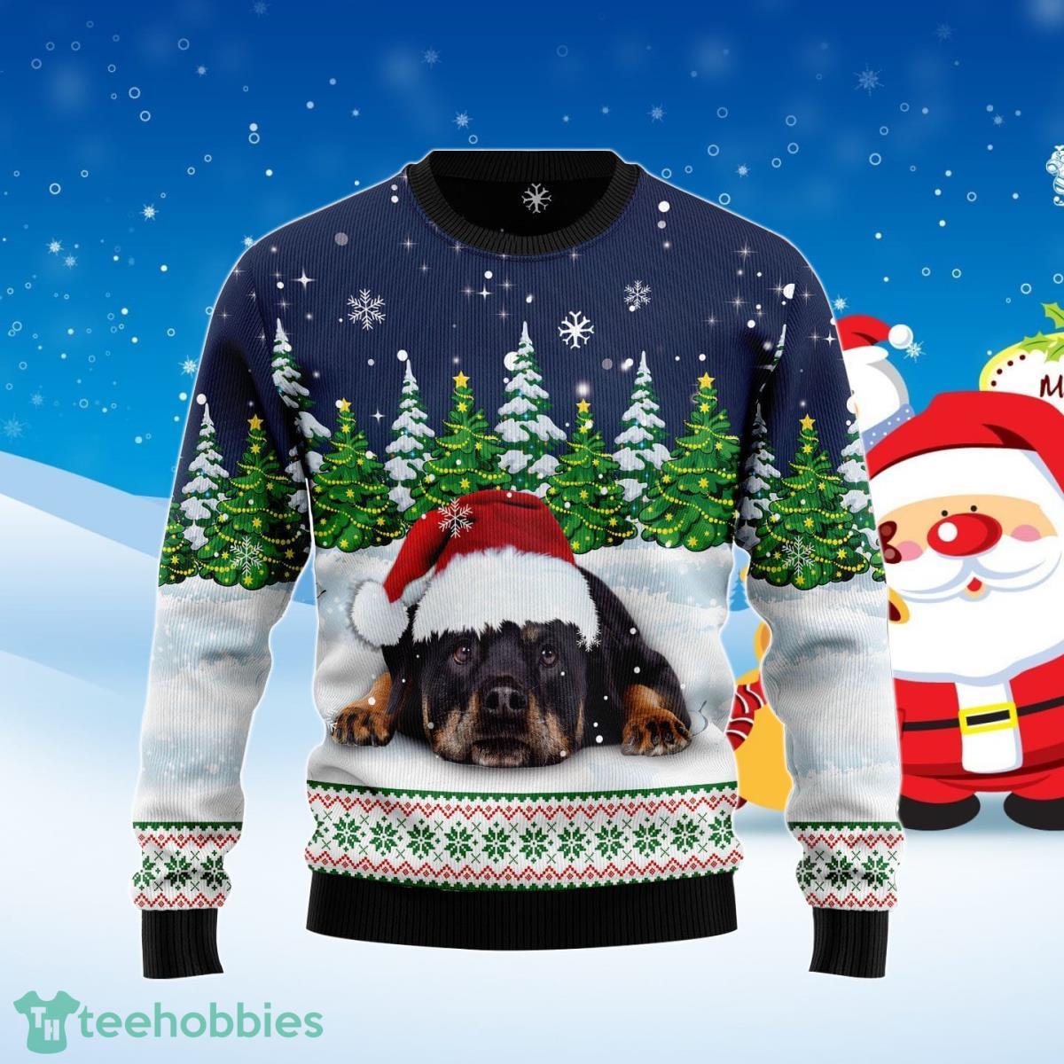 Dreaming Rottweiler Under Snow Ugly Christmas Sweater Best Gift For Men And Women Product Photo 1