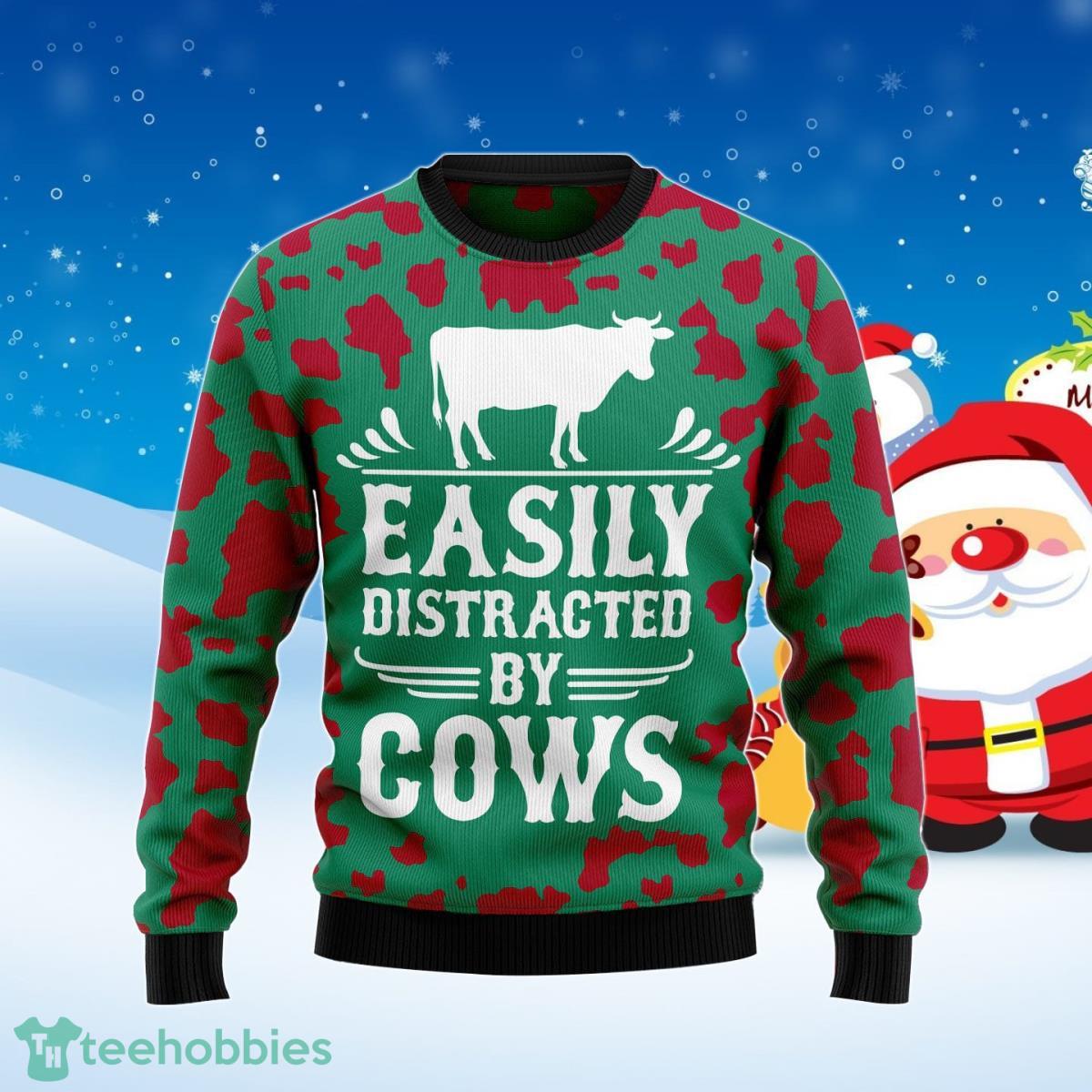 Easily Distracted By Cows Ugly Christmas Sweater Best Gift For Men And Women Product Photo 1
