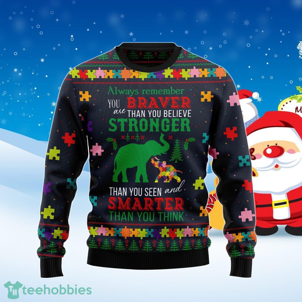 Elephant Autism Awareness Ugly Christmas Sweater Best Gift For Men And Women Product Photo 1