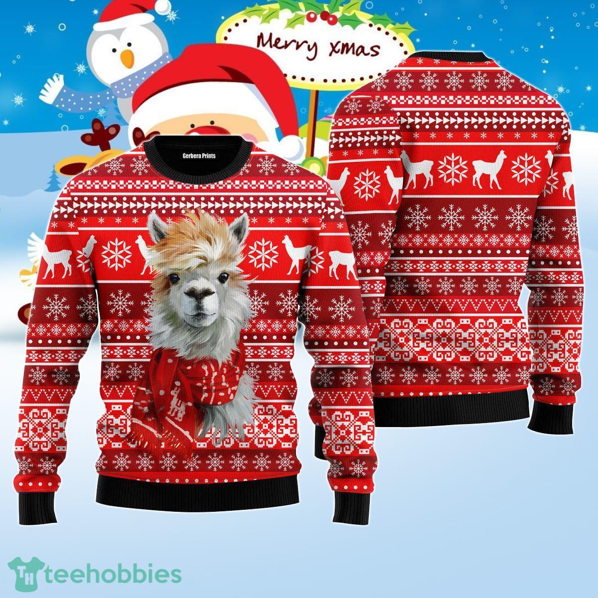 Festive Llama Xmas Ugly Christmas Sweater Best Gift For Men And Women Product Photo 1