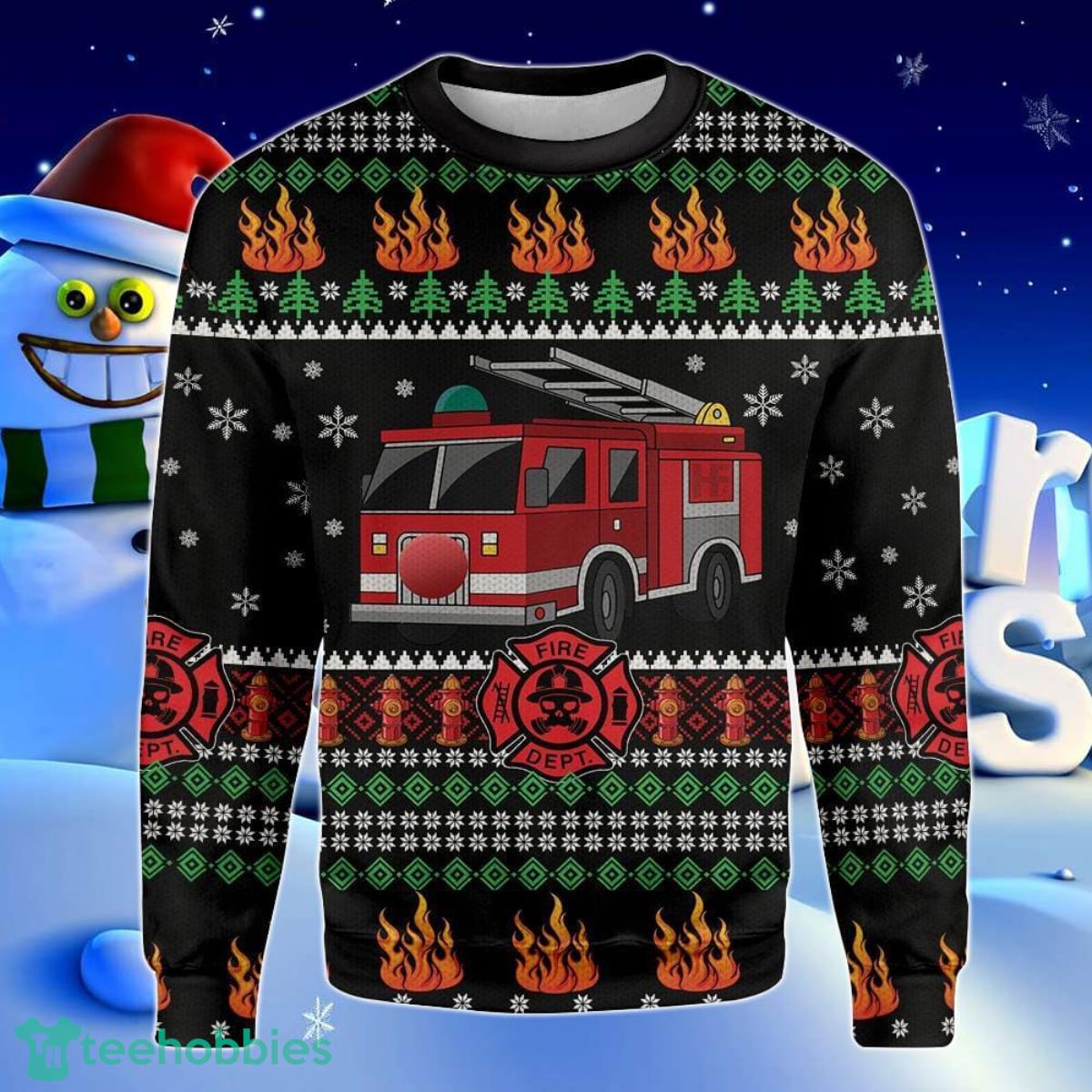 Firefighter Truck Merry Christmas Ugly Christmas Sweater Best Gift For Men And Women Product Photo 1