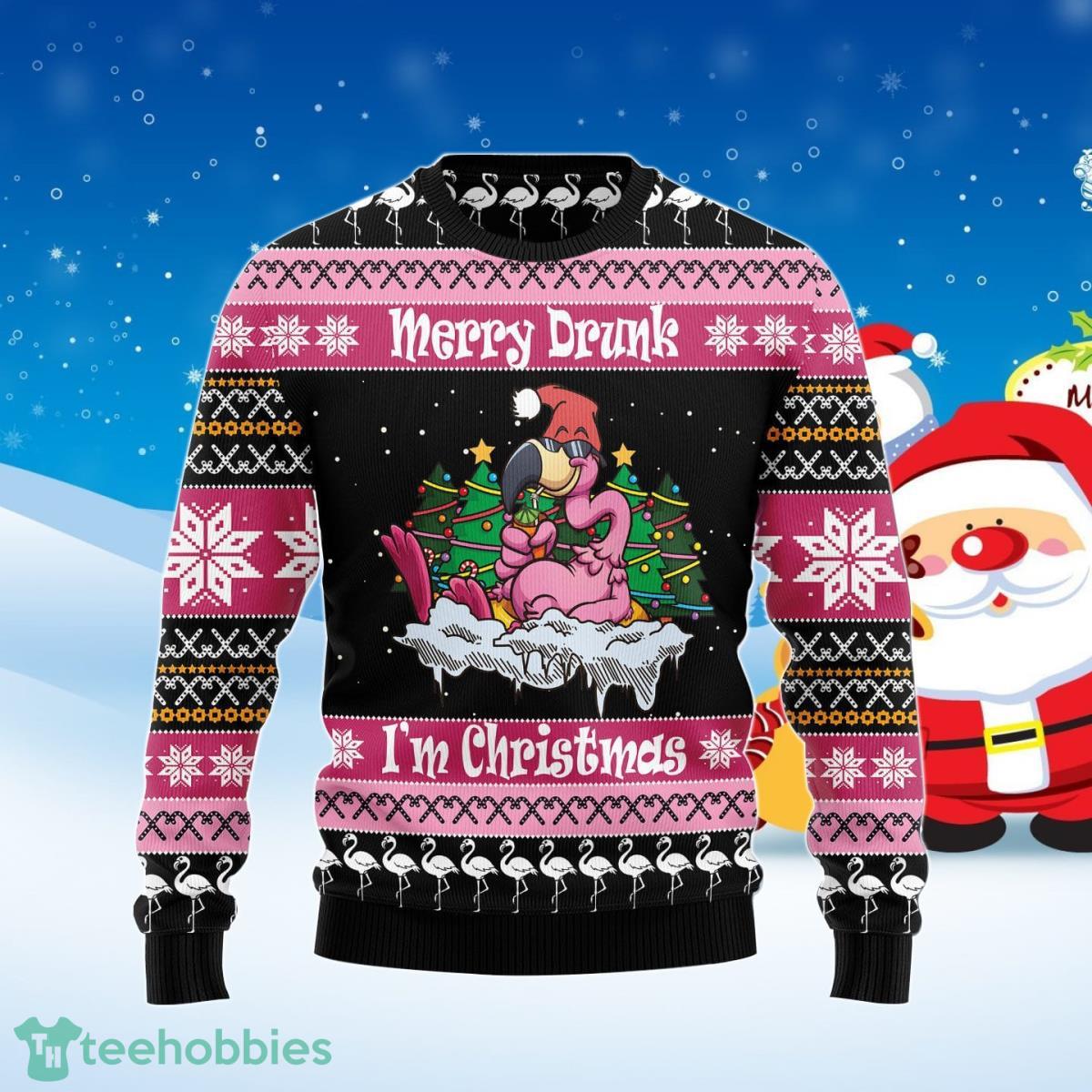 Flamingo Drunk Ugly Christmas Sweater Best Gift For Men And Women Product Photo 1