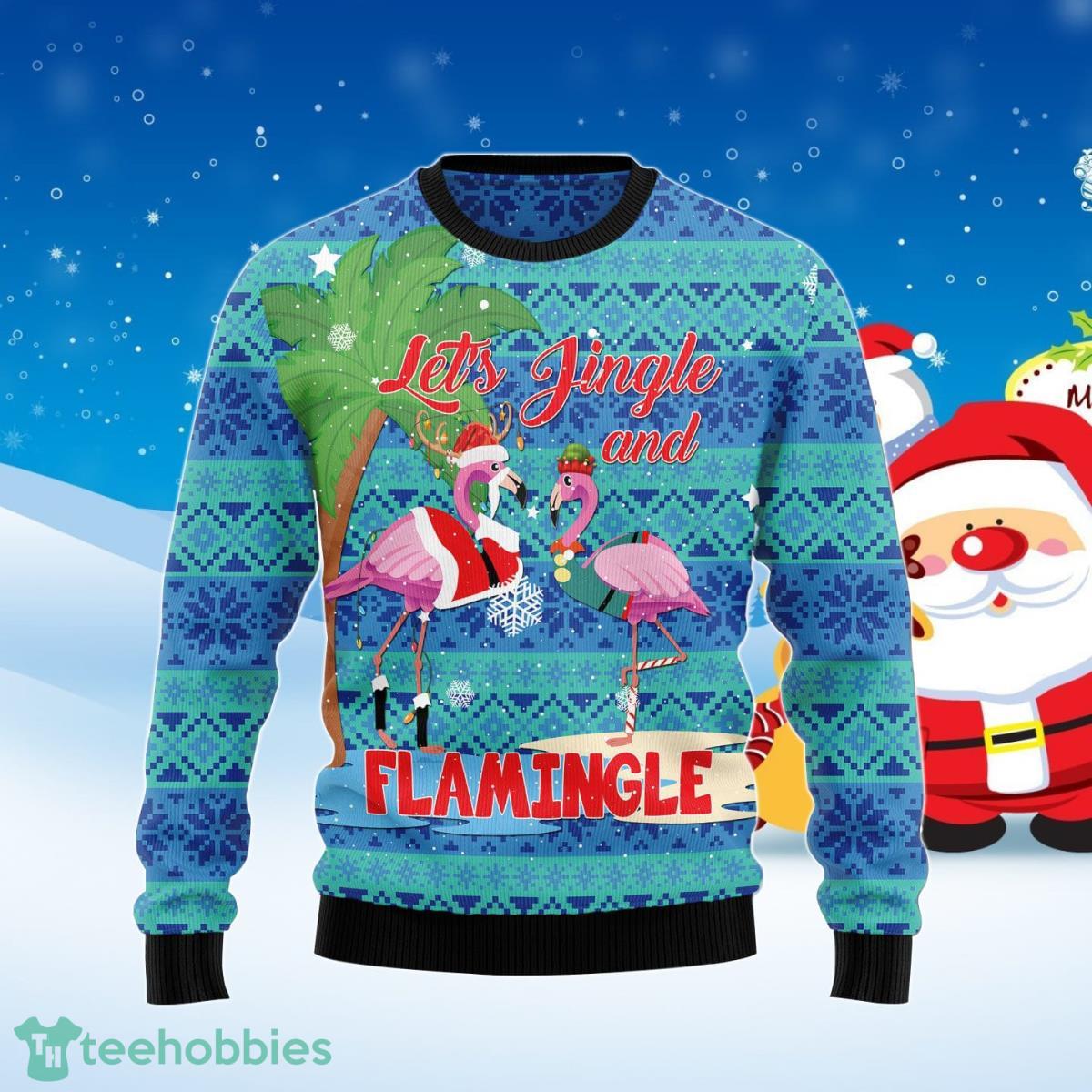 Flamingo Let‘s Jingle Ugly Christmas Sweater Best Gift For Men And Women Product Photo 1