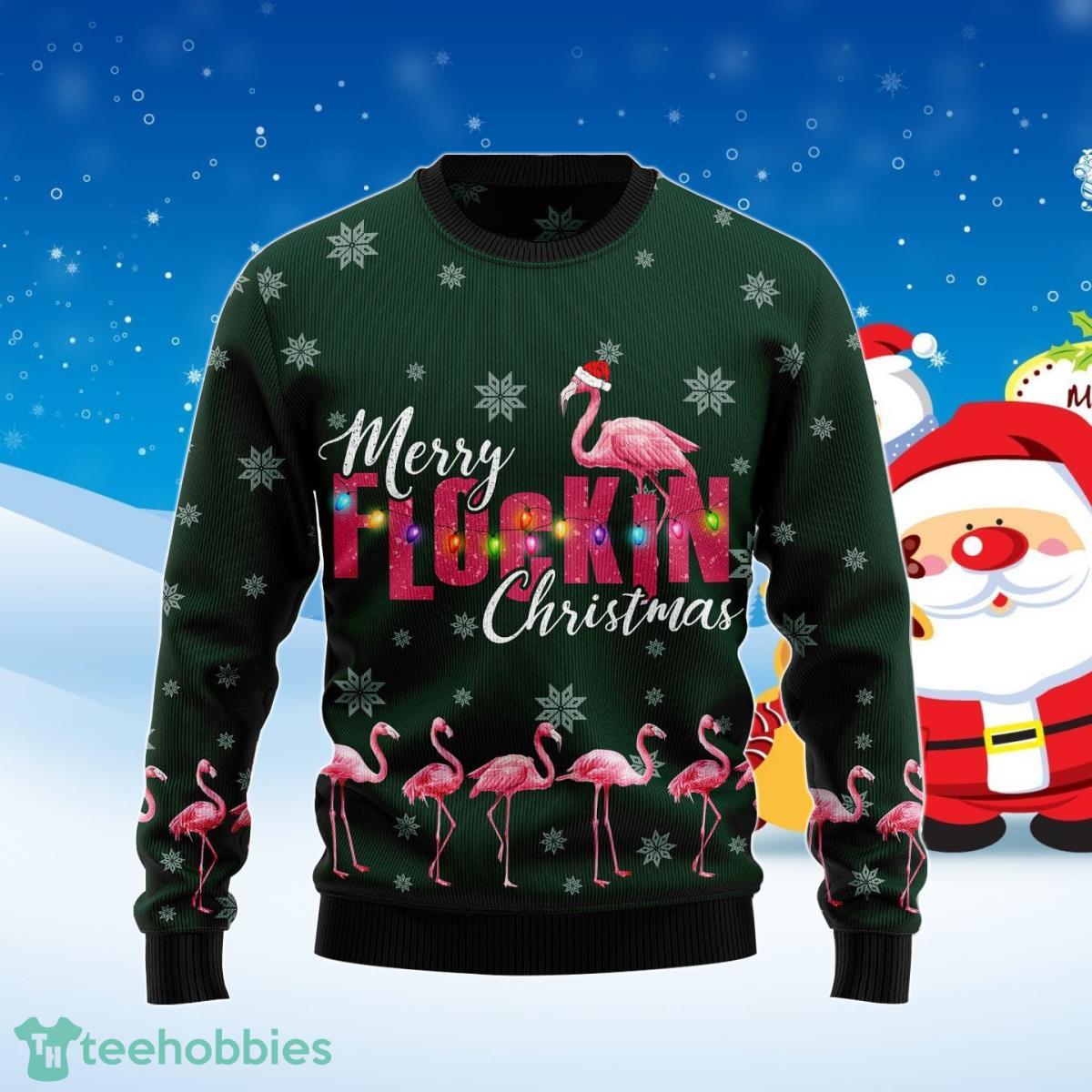 Flamingo Merry Flockin Christmas Ugly Christmas Sweater Best Gift For Men And Women Product Photo 1