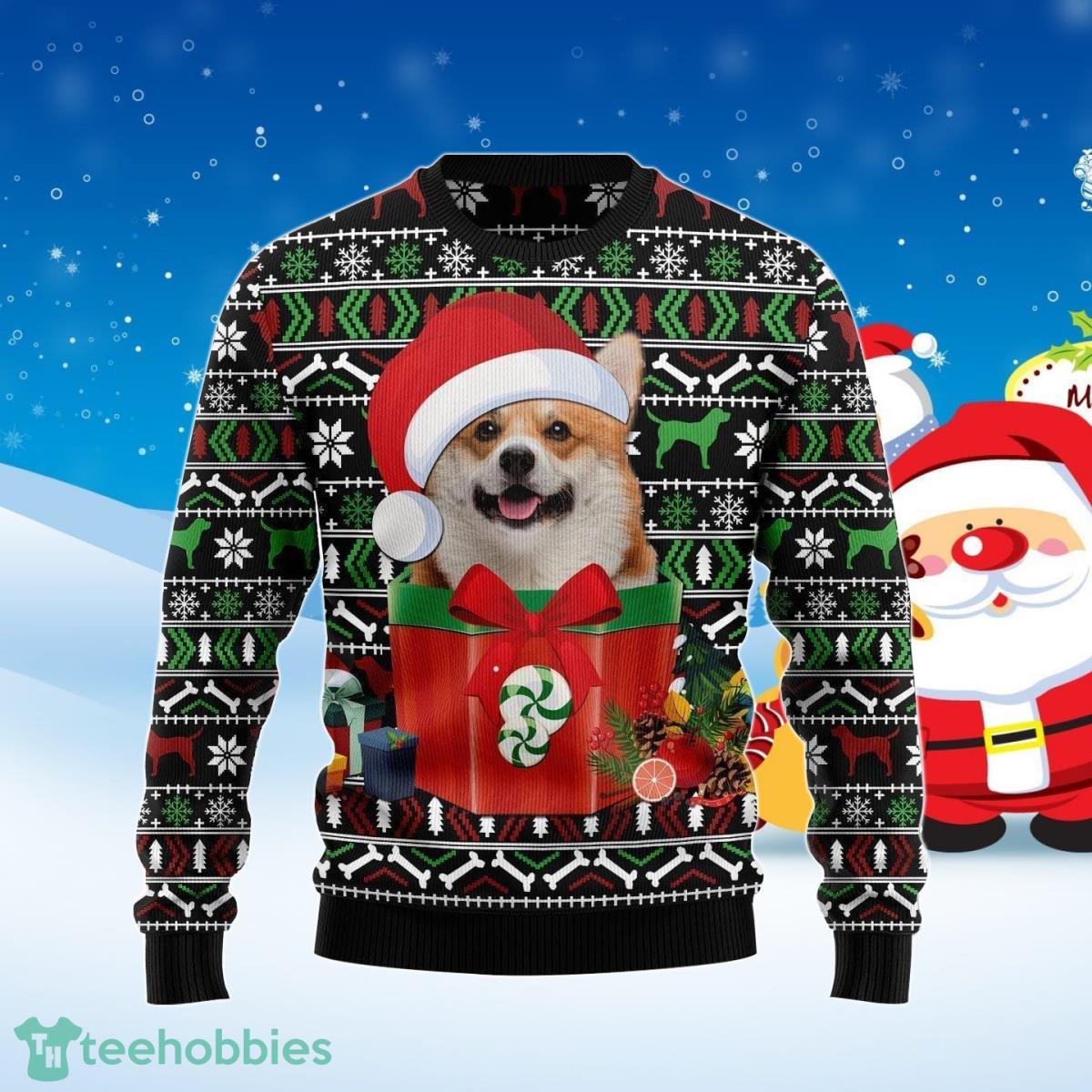 Funny Dog In The Gift Box Ugly Christmas Sweater Best Gift For Men And Women Product Photo 1