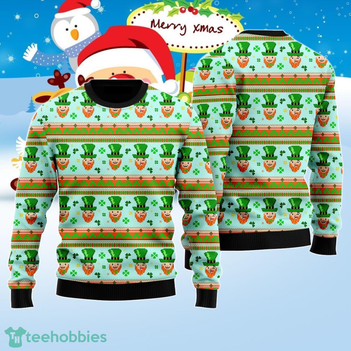 Funny Leprechauns Patricks Pattern Ugly Christmas Sweater Best Gift Product Photo 1