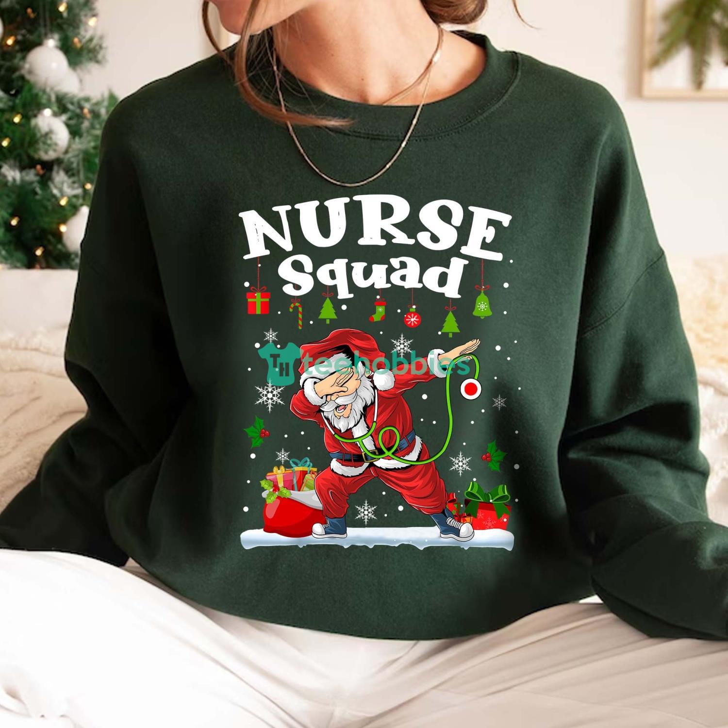 Funny Nurse Christmas T-Shirt Nurse Squad Shirt Santa Dabbing Shirt Funny Nurse Gift Product Photo 2