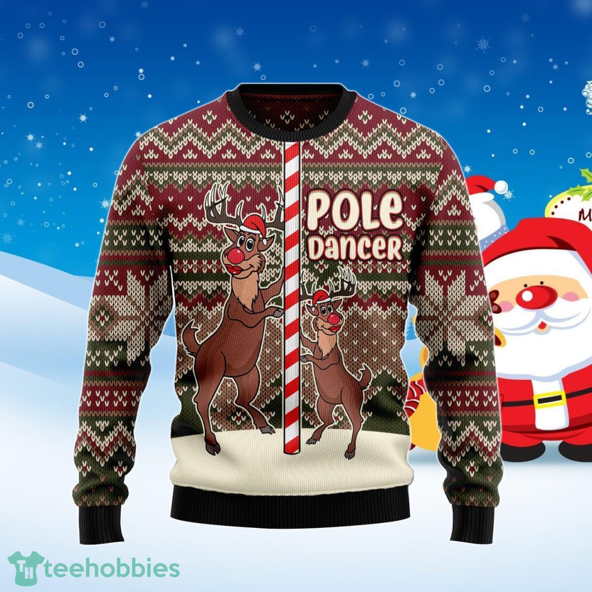 Funny Pole Dancer Reindeer Ugly Christmas Sweater Best Gift For Men And Women Product Photo 1
