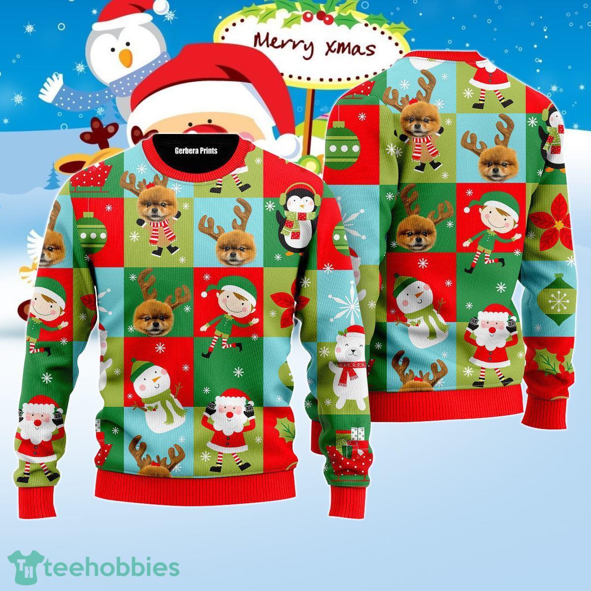 Funny Pomeranian Wears Reindeer In Christmas Holiday Pattern Ugly Christmas Sweater Best Gift Product Photo 1