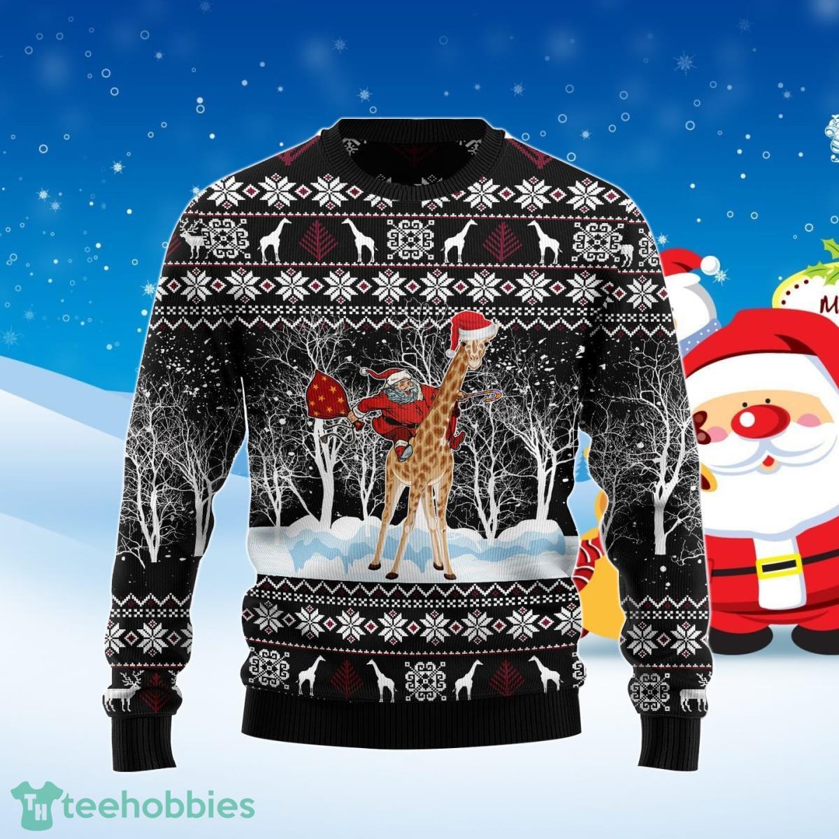 Giraffe And Santa Ugly Christmas Sweater Best Gift For Men And Women Product Photo 1
