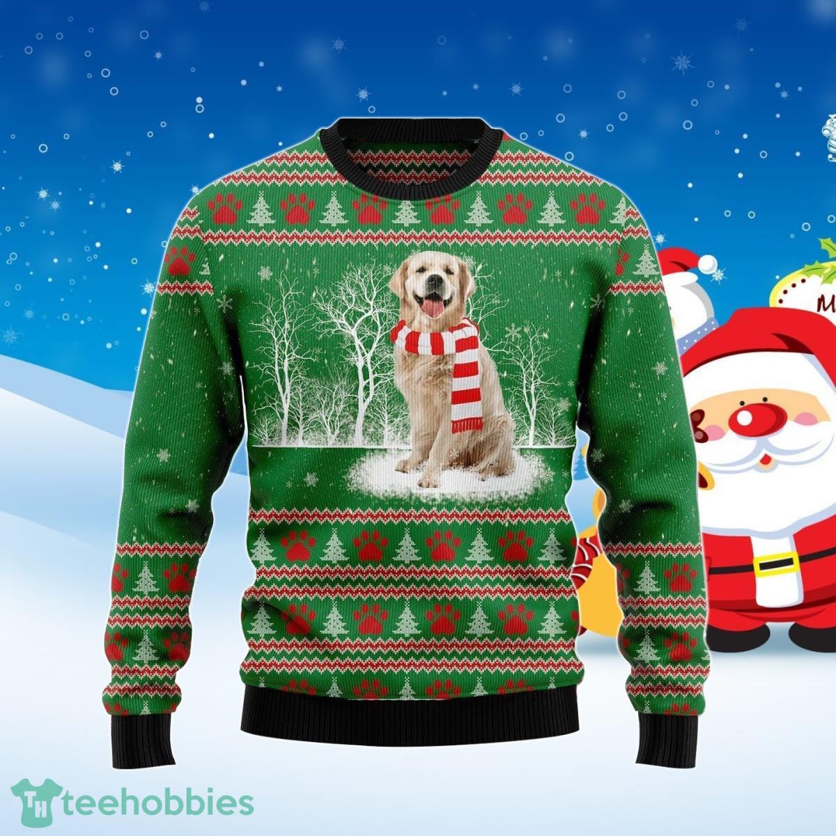 Golden Retriever Winter Tree Ugly Christmas Sweater Best Gift For Men And Women Product Photo 1
